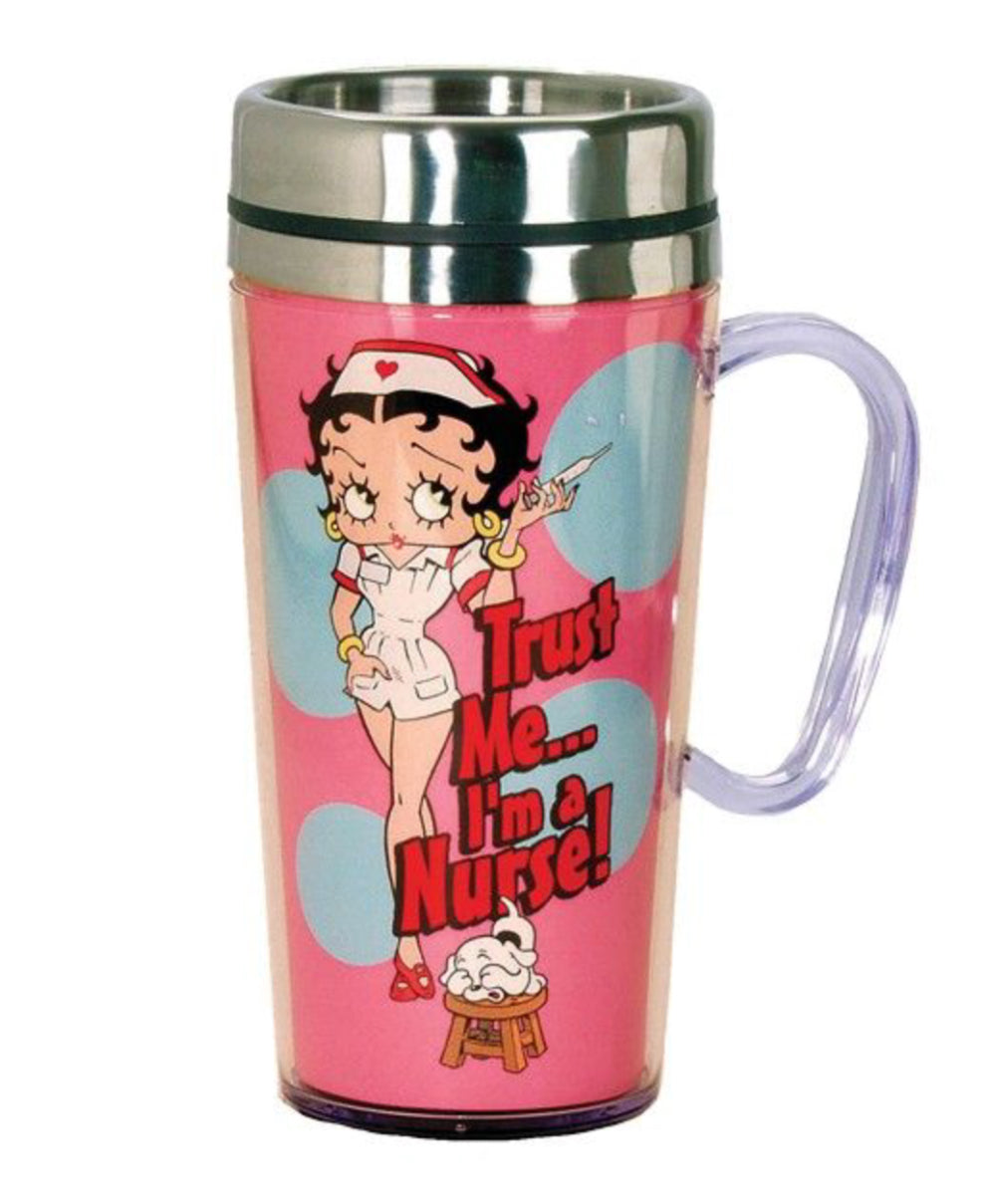 Spoontiques - Betty Boop Stainless Travel Mug - Insulated Travel Mugs -  Stainless Steel Drink Cup with Travel Lid and Sliding Lock - Holds Hot and  Cold Beverages 